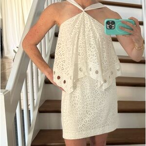 White Lace Necktie Lily Pulitzer Mini Dress